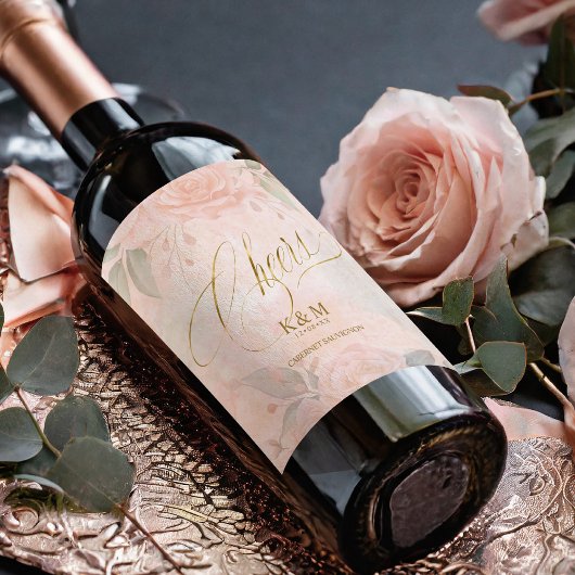 Étiquette Pour Bouteilles De Vin Mariage Rose souple ID828