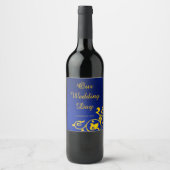 Étiquette Pour Bouteilles De Vin Mariage Royal Blue et Gold (Devant)