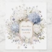 Étiquette Pour Bouteilles De Vin Mariage Royal Botanique Hydrangea aquarelle (Étiquettes simples)