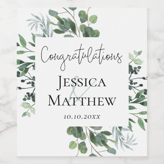 Étiquette Pour Bouteilles De Vin Mariage rustique Eucalyptus (Étiquettes simples)