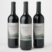 Étiquette Pour Bouteilles De Vin Mariage Rustique Mountain & Lake Evergreen (Bouteilles)