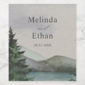 Étiquette Pour Bouteilles De Vin Mariage Rustique Mountain & Lake Evergreen (Étiquettes simples)