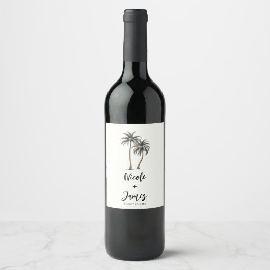 Étiquette Pour Bouteilles De Vin Mariage rustique sur le thème tropical et côtier a (Devant)