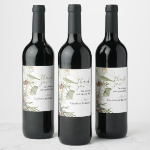Étiquette Pour Bouteilles De Vin Mariage Rustique Woodland Green & Pinecones