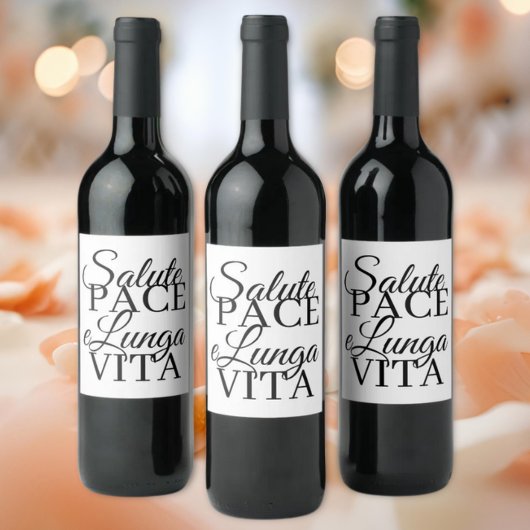 Étiquette Pour Bouteilles De Vin Mariage Salute, Pace, e Lunga Vita