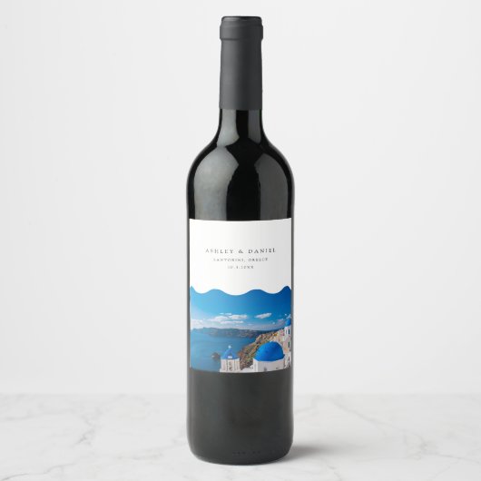 Étiquette Pour Bouteilles De Vin Mariage Santorin (Devant)