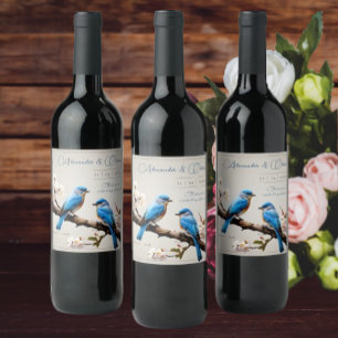 Étiquette Pour Bouteilles De Vin Mariage Spring Bluebirds
