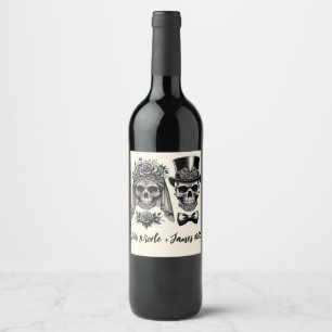 Étiquette Pour Bouteilles De Vin Mariage squelette vintage noir et or crème