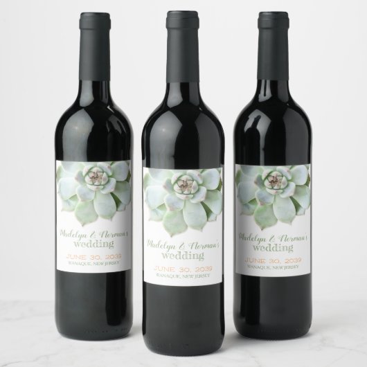 Étiquette Pour Bouteilles De Vin Mariage succulent de mode Sage (Bouteilles)