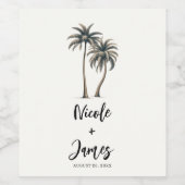 Étiquette Pour Bouteilles De Vin Mariage Tropical de Style Rustique sur la Côte (Étiquettes simples)