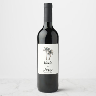 Étiquette Pour Bouteilles De Vin Mariage Tropical de Style Rustique sur la Côte