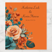 Étiquette Pour Bouteilles De Vin Mariage turquoise et orange (Étiquettes simples)