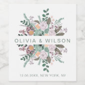 Étiquette Pour Bouteilles De Vin Mariage vert d'eucalyptus rose pâle (Étiquettes simples)