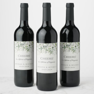 Étiquette Pour Bouteilles De Vin Mariage vert Eucalyptus Sage