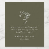 Étiquette Pour Bouteilles De Vin Mariage vert HEIDI (Étiquettes simples)