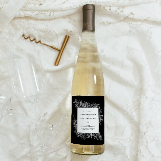 Étiquette Pour Bouteilles De Vin Mariage vert noir et blanc
