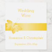 Étiquette Pour Bouteilles De Vin Mariage Vin Étiquette Papillon jaune (Étiquettes simples)