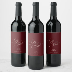 Étiquette Pour Bouteilles De Vin Mariage Vintage Burgundy et Ivoire Let's Toast