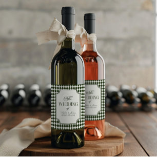 Étiquette Pour Bouteilles De Vin Mariage Vintage Vert Olive Argent Ancien Luxe