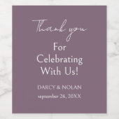 Étiquette Pour Bouteilles De Vin Mariage violet simple et élégant (Étiquettes simples)