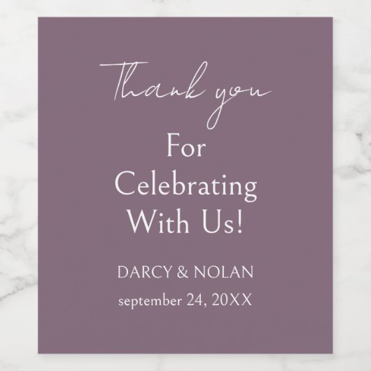 Étiquette Pour Bouteilles De Vin Mariage violet simple et élégant (Étiquettes simples)