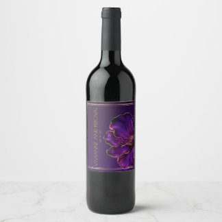 Étiquette Pour Bouteilles De Vin Mariage Violets Violettes Lumineux Moderne 