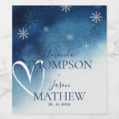 Étiquette Pour Bouteilles De Vin Mariage Whimsical Blue Snowflake (Étiquettes simples)