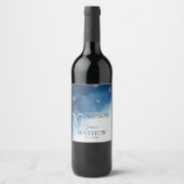 Étiquette Pour Bouteilles De Vin Mariage Whimsical Blue Snowflake (Devant)