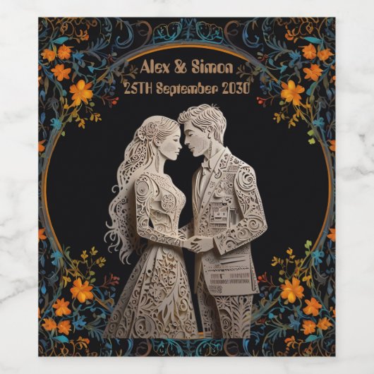 Étiquette Pour Bouteilles De Vin Mariée & Mari Royal Classic (Étiquettes simples)