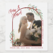 Étiquette Pour Bouteilles De Vin Mariés sous le Gui Élégant Photo Noël (Étiquettes simples)