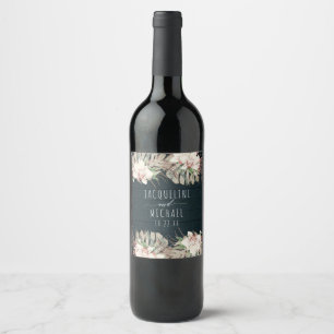 Étiquette Pour Bouteilles De Vin Marine Bleu Orchidée Blanche Floral Plage Désert M