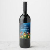 Étiquette Pour Bouteilles De Vin Marine bleu perroquet nom de la maison tropicale (Devant)