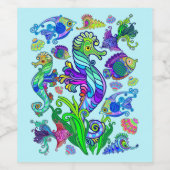 Étiquette Pour Bouteilles De Vin Marine Life Exotic (Étiquettes simples)