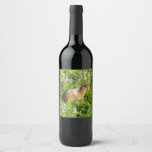 Étiquette Pour Bouteilles De Vin Marmot dans le Mont Rainier Fleurs sauvages