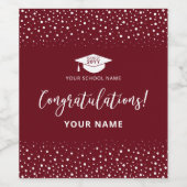 Étiquette Pour Bouteilles De Vin Maroon Red & White Graduation Félicitations (Étiquettes simples)