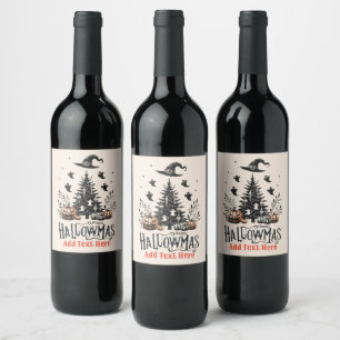 Étiquette Pour Bouteilles De Vin Mashup de Noël d'Halloween