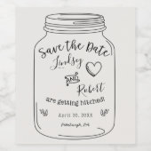 Étiquette Pour Bouteilles De Vin Mason Jar Enregistrer la date (Étiquettes simples)