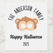 Étiquette Pour Bouteilles De Vin Masque de singe d'Halloween mascarade costume (Étiquettes simples)