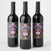 Étiquette Pour Bouteilles De Vin Masque Mardi Gras/perles/fleur de lis (Bouteilles)