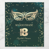 Étiquette Pour Bouteilles De Vin Masquerade Gold Diamonds Vert 18e anniversaire (Étiquettes simples)