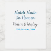 Étiquette Pour Bouteilles De Vin Match made in heaven blue black couple name date (Étiquettes simples)