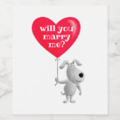 Étiquette Pour Bouteilles De Vin Me Demanderas-Tu Mariage Cœur Rouge Chien Proposit (Étiquettes simples)