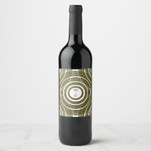 Étiquette Pour Bouteilles De Vin Méandre de clé grecque dans Artdeco de symétrie gé