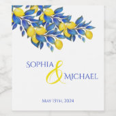 Étiquette Pour Bouteilles De Vin Méditerranéen-Citrons-Mariage- (Étiquettes simples)