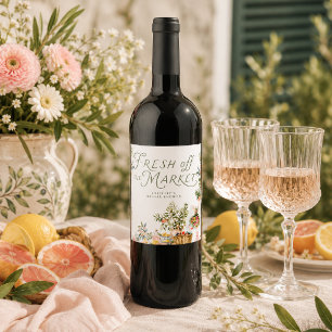 Étiquette Pour Bouteilles De Vin Méditerranéenne Fraîche du Marché Baby Shower