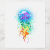 Étiquette Pour Bouteilles De Vin Méduse arc-en-ciel (Étiquettes simples)