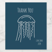 Étiquette Pour Bouteilles De Vin Méduse marine faune aquatique (Étiquettes simples)