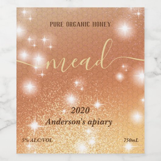 Étiquette Pour Bouteilles De Vin Meilleur combe de miel étincelant (Étiquettes simples)
