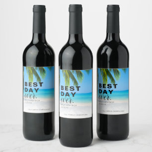 Étiquette Pour Bouteilles De Vin Meilleur Jour de Mariage sur la Plage