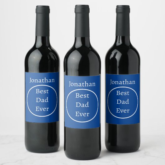 Étiquette Pour Bouteilles De Vin Meilleur papa jamais bleu (Bouteilles)